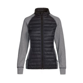 Landway Ladies Refuge Long Sleeve Athletic fit Hybrid Lightweight Puffer Jacket For Women - 7612 - Black/Grey - 2XL