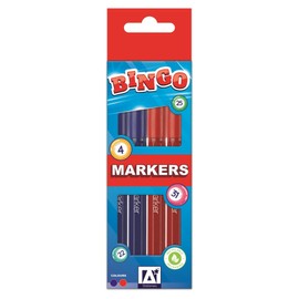 A* Stationery Bingo Marker Pens Pack 4 Red & Blue Pens For Bingo Tickets Dabbers Non Drip Fast Dry