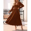 ZESICA Women's Velvet Midi Dress Casual V Neck Long Sleeve