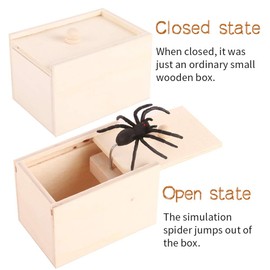 FaJoek Prank Spider, Spider Prank Box, Wooden Prank Spider Scare Box, Prank Spider Scare Box, Prank Spider Fear Box, Surprise Gifts for Children and Adults