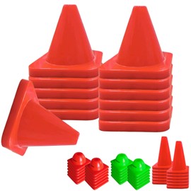 Versatile Heavy Duty 6in Agility Training Cones for Soccer, Football, Basketball & Sports Drills, Flexible Motorcycle & Traffic Training Cones, Durable, Adjustable, High Visibility (Set of 12, Orange)