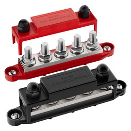 RVBOATPAT 275A Power Distribution Block 12V Bus Bar 5 x 3/8" (M10) Terminal Studs 12 Volt Marine Busbar Positive and Ground for Automotive Car Boat Solar System