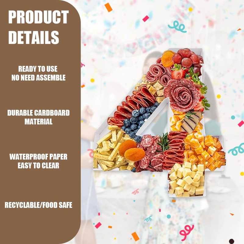 12inch Fillable Cardboard Tray Number Paper Mache Box for Charcuterie,