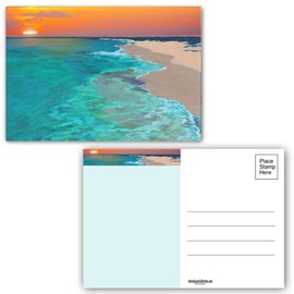 Stonehouse Collection Beach Postcards - 4 x 6 Beach Sand Postcards - 40 Sea Side Postcards - USA Made (Coastal Sunset)
