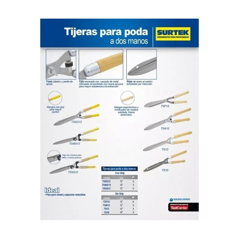 Surtek Tijera Para Pasto Ondulada C/ Grip 12 Tswg12 Surtek