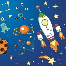 20 Napkins Alien and Rockets Space with Setita Menu 33 x 33 cm