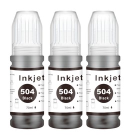 Esiwerjob T504 Bottle Ink Compatible for Eps 504 Black Refill Ink Bottles Replacement for EcoTank L4150 L4160 L4260 L6161 L6171 L6191 L6270 (3 Pack)