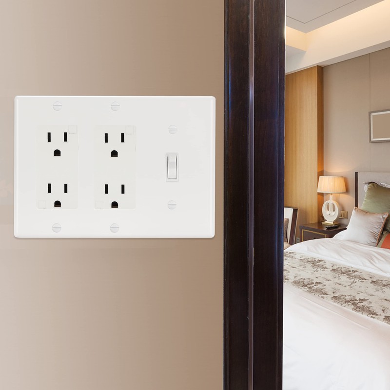 Bates- Combination Wall Plate, 2 Pack, Single Toggle/Double Decorator, White