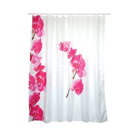 MSV Lanyu Anti-Mould Shower Curtain - Anti-Bacterial, Washable, Waterproof, Polyester, 180 x 200 cm, White Orchid