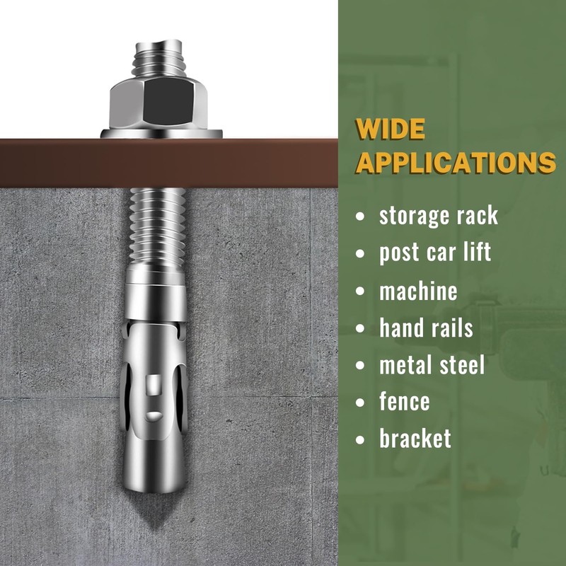 LIONMAX Stainless Steel Concrete Anchor Bolts 3/8" x 3 Inch,