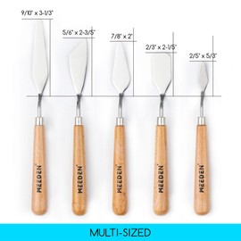 MEEDEN 5Pcs Palette Knife Set: Stainless Steel Painting Knives with Wood Handle - Pallet Knife Set for Oil Canvas Acrylic Painting Color Mixing