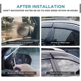 TYG Tape On Window Visors Fits for 2012-2018 Ford Focus 4Door, Side Auto Window Wind Deflectors, Ventshade, Rain Guards for Cars/Trucks