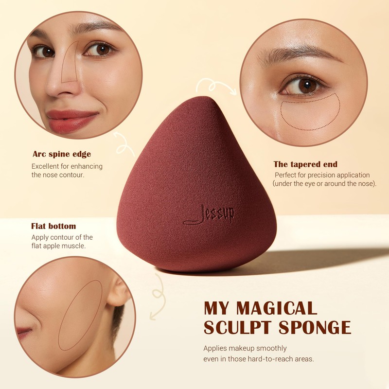 Jessup Makeup Brush Foundation Brush with Makeup Sponge 1pc Kabuki