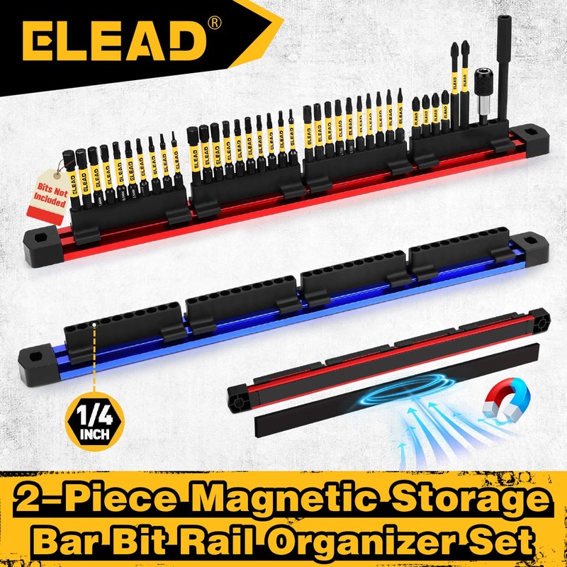 ELEAD 2PCS Magnetic Slidable Drill Bit Holder, 80 Holes Bit