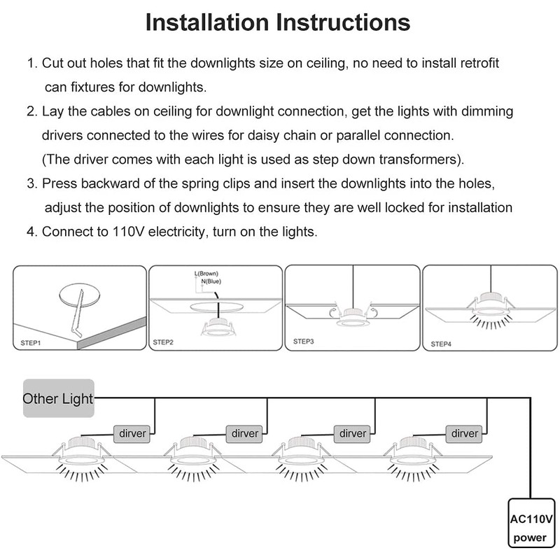 LightingWill 2inch LED Dimmable Downlight, 3W COB Recessed Ceiling Light,