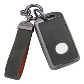 YO&YOYE Compatible with Mazda Key Fob Cover with Keychain Leather Key Case Protector Fit for 2019-2022 Mazda 3, Mazda 3 Hatchback, 2020-2022 Mazda CX-5, CX-30, CX-10 (Model 1, Green)