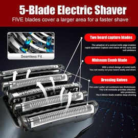 WES9032P Replacement Outer Foil and Inner Blade Set,Compatible with Panasonic ARC5 5-Blade Shavers ES-LV97-K,ES-LV67-K,ES-LV95-S,For men's shaving（1Pack）