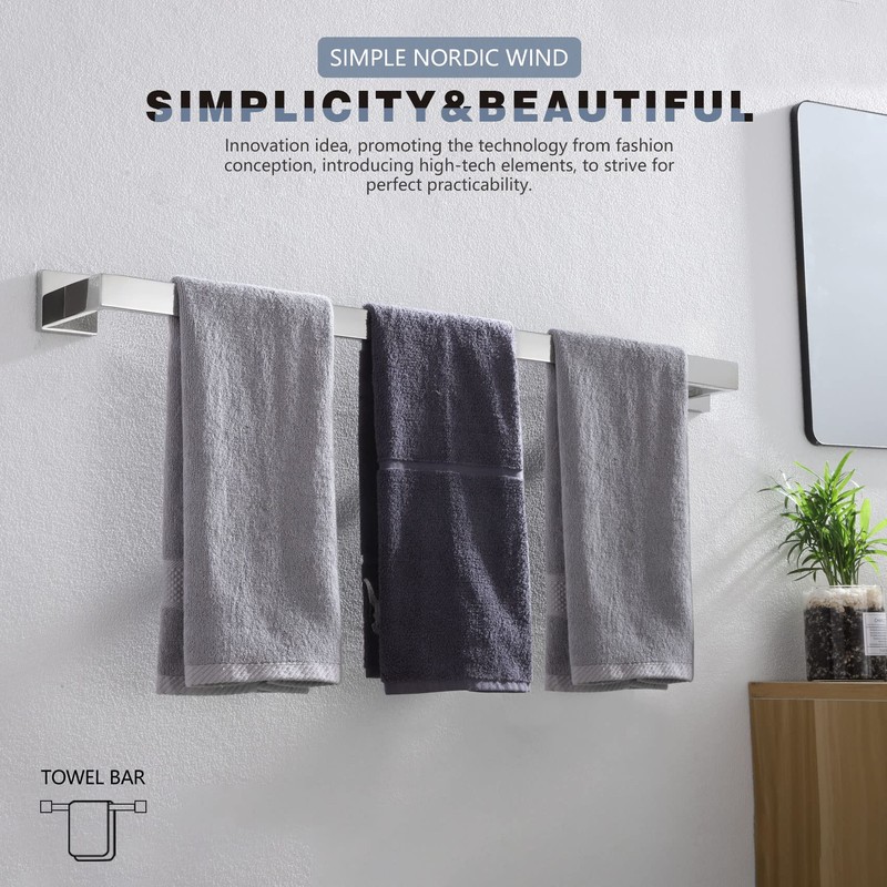 KOKOSIRI 32-Inch Single Towel Bar, Bathroom Kitchen Towel Holder, Wall