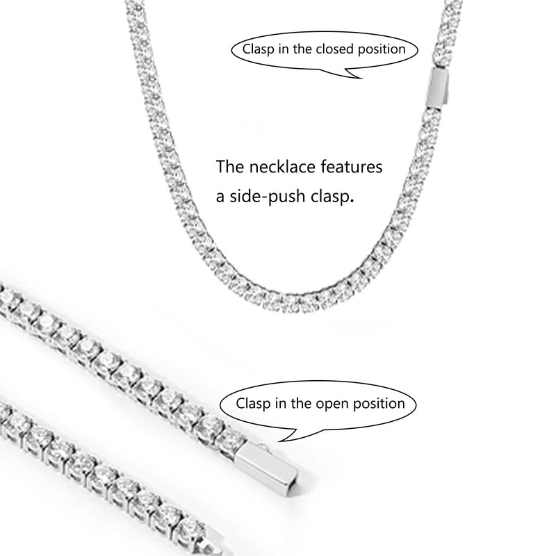 SDA Iced Out Diamond Tennis Chain Necklace Round 5A Cubic