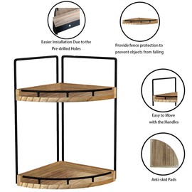 Dorhors Dorhors 2-Tier Bathroom Counter Organizer,Vanity Counter Corner Shelf, Skincare, Wood Countertop Bathroom Storage and Organization for Kitchen (Brown)