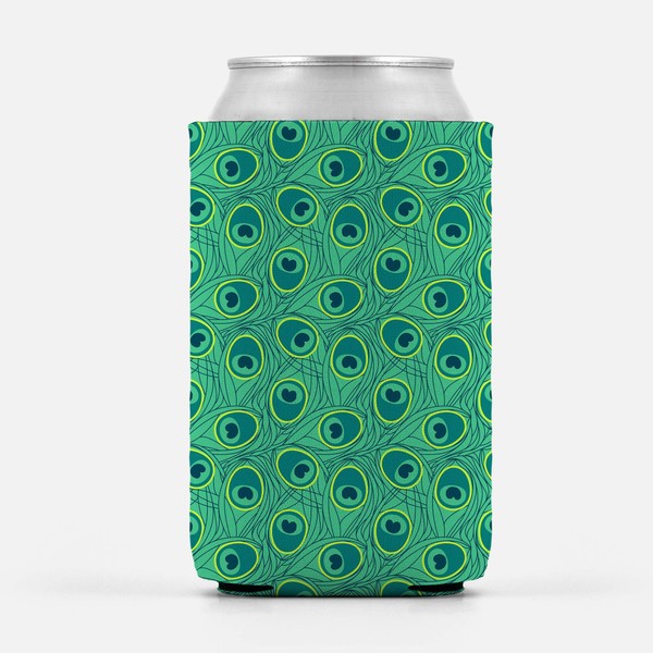 Peacock Pattern Green Coolie | Party Gift Beer Can Cooler