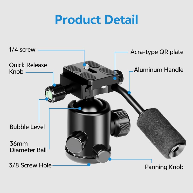 TONYBOO TYF-0 Ball Head with Handle,Camera Tripod Ball Head with