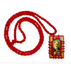 St Benedict Scapular Necklace Red Wood Roped San Benito Escapulario Collar New