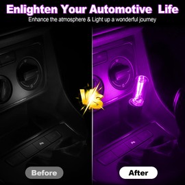 SINGARO 2PCS Car USB Lights, Retro Automotive Atmosphere Decor Lamp, Car Interior Touch Adjustment Lights, Mini Glass Bottle LED Bulb Night Light for Vehicle Bedroom Desktop(Purple)