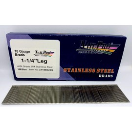NailPRO 18 Gauge 1-1/4 inch Stainless Steel Brad Nails, 1,000 Pack