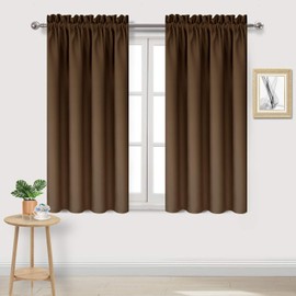 DWCN Brown Blackout Curtains for Bedroom -Rod Pocket Thermal Insulated Room Darkening Drapes for Living Room, W 42 x L 54 Inch, 2 Panels