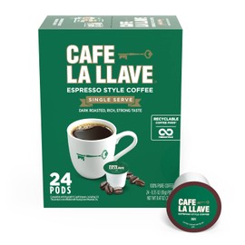 Cafe La Llave 24 Count Dark Roast Coffee Pods, Espresso Style, Compatible with Keurig Brewers, Single Serve Rich Bold Flavor