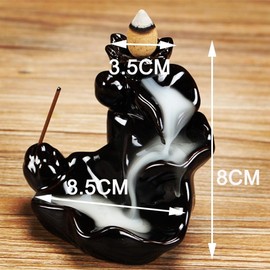 HanYun Waterfall Backflow Incense Burners, Black incense holder with Table Mat Natural Aromatherapy with Ceramic Smoke Waterfall for Relaxation Meditation Stress Relief Gift Home Decor (Lotus Flower)