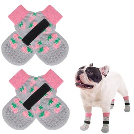 SCENEREAL Anti Slip Dog Socks for Hot/Cold Pavement, Double Sides Dog Boots & Paw Protectors to Prevent Licking Paws, Non Slip Anti Twist Small Medium Large Senior Dogs Socks for Hardwood Floors, Grey
