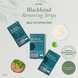 PETITFEE 10 Blackhead Removal Strips - Remover Nose Deep Pore Cleansing for Clogged Pores Centella Asiatica Instant with Green Tea / 쁘띠피 블랙헤드 제거 스트립 10개 - 리무버 막힌 모공을 위한 코 딥 모공 클렌징 녹차가 함유된 센텔라 아시아티카 인스턴트