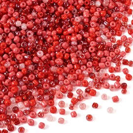 Beadthoven 1600pcs 4mm Red Seed Beads 6/0 Glass Seed Beads Mix Round Pony Bead Waist Beads Small Glass Craft Beads Mini Spacers for DIY Bracelet Necklace Earrings Jewelry Making Valentines Day (Red)