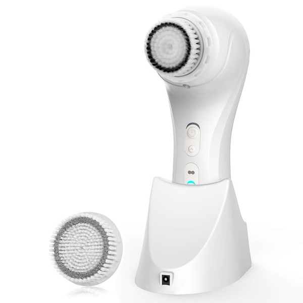 MiroPure Electric Facial Cleansing Brush, Body Brush, Non-Contact, IPX7 Waterproof, Pore Care, 4 Cleansing Mood, 2 Heads, Unisex, Japanese Instruction Manual Included (English Language Not Guaranteed), White