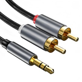 3.5 mm Jack to RCA Cable, RCA to Jack Audio Cable 2 m, Stereo Audio Y Splitter, 3.5 mm Male to 2 x RCA Male for TV PC Smartphone MP3 Player Speaker Amplifier Soundbar Home Cinema Car