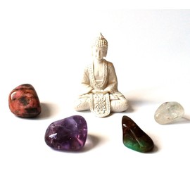 Krystal Gifts UK 'Meditation' Buddha Gift Set Including Rhodonite, Ametrine, Blue Topaz & Chyrsoprase