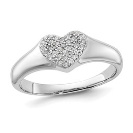 Sterling Silver Heart Promise Ring with Micro Pave Synthetic Cubic Zirconia (CZ) s