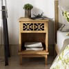 LONYKE Rustic Nightstand Solid Wood End Table, Retro Farmhouse Side