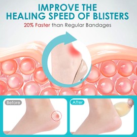 60ct Blister Plasters for Feet Waterproof Hydrocolloid Plasters Blister Cushions Bandages for Heels Toes Gel Blister Pads for Prevention Variety Pack