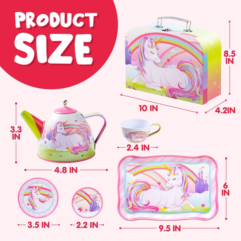 JOYIN Unicorn Tea Party Set for Little Girls, Pretend Pink