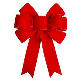 Satenwie Red Christmas Bows Large Velvet Bow for Wreaths, Tree, Outside Decorating, Outdoor (12 * 14 inch)