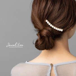 JewelVOX Women's Hair Accessories, Pearl, Line, Simple, Yaijimaki Comb, Adult, Stylish, Gold