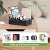 Charging Station Box for Smartphones and Tablets, Bamboo Cable Cord