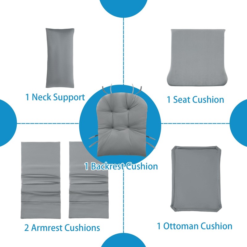 MABOZOO 6 PCS Glider Rocker Replacement Cushions with Storage Side