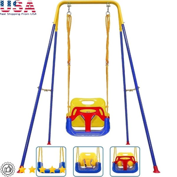 Unbranded Durable 3-In-1 Toddler Swing Set Indoor Outdoor Safe Play