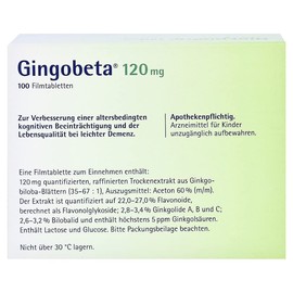 GINGOBETA 120 mg Film-Coated Tablets Pack of 100