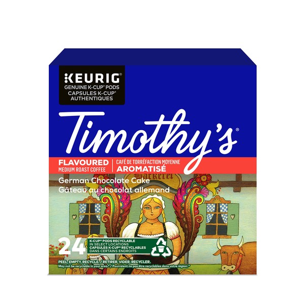 Timothy's World Coffee German Chocolate Cake K-cup for Keurig Brewers, 96 Count