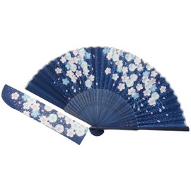 Kyoyu Japanese Merchandise Silk Folding Fan, Bag Included